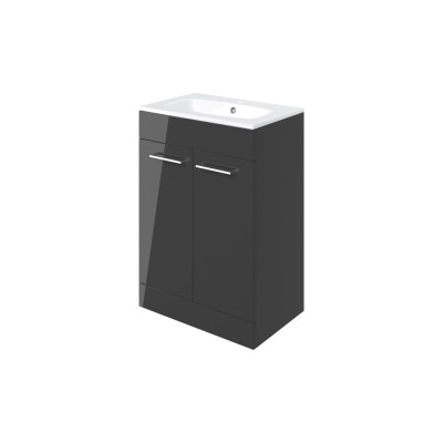 Valbom 610mm Floor Standing 2 Door Basin Unit & 1TH Thin Edg 2