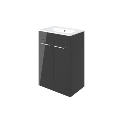 Valbom 610mm Floor Standing 2 Door Basin Unit & 1TH Thin Edg