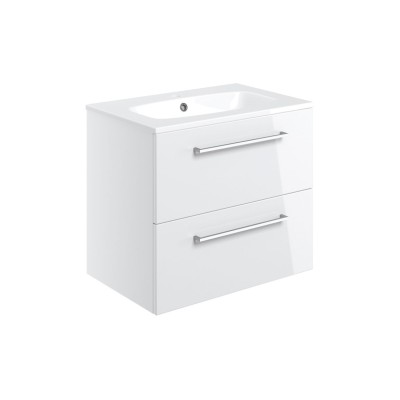 Valbom 610mm Wall Hung 2 Drawer Basin Unit & 1TH Thin Edge B
