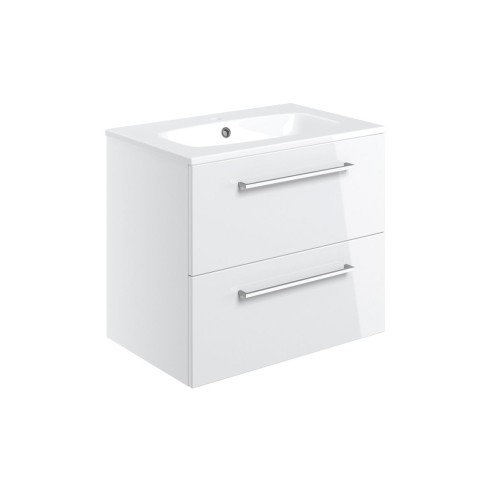 Valbom 610mm Wall Hung 2 Drawer Basin Unit & 1TH Thin Edge B