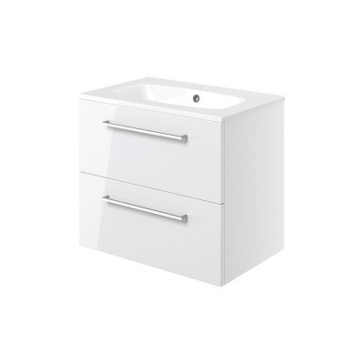 Valbom 610mm Wall Hung 2 Drawer Basin Unit & 1TH Thin Edge B 2