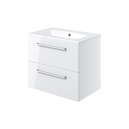 Valbom 610mm Wall Hung 2 Drawer Basin Unit & 1TH Thin Edge B