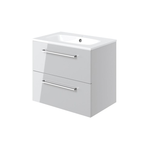 Valbom 610mm Wall Hung 2 Drawer Basin Unit & 1TH Thin Edge B