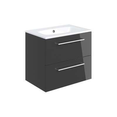 Valbom 610mm Wall Hung 2 Drawer Basin Unit & 1TH Thin Edge B
