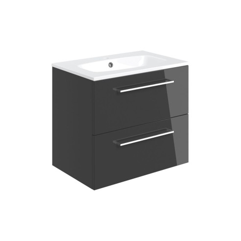 Valbom 610mm Wall Hung 2 Drawer Basin Unit & 1TH Thin Edge B