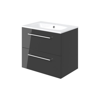 Valbom 610mm Wall Hung 2 Drawer Basin Unit & 1TH Thin Edge B 2