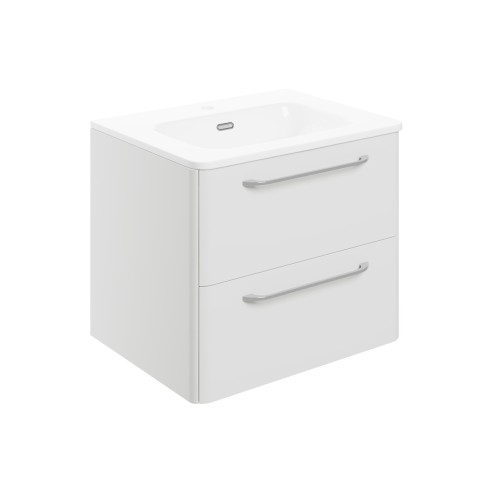 Guarda 610mm 2 Drawer Wall Unit & Basin - White Gloss | Vani
