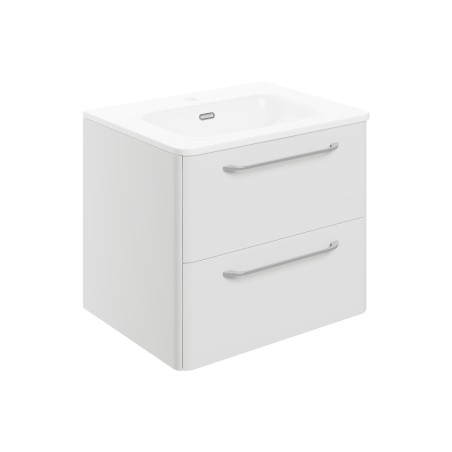 Guarda 610mm 2 Drawer Wall Unit & Basin - White Gloss | Vani