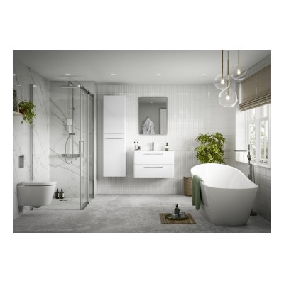 Guarda 610mm 2 Drawer Wall Unit & Basin - White Gloss | Vani 2