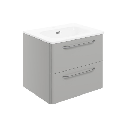 Guarda 610mm 2 Drawer Wall Unit & Basin - Grey Gloss | Vanit