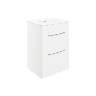 Guarda 610mm 2 Drawer Floor Unit & Basin - White Gloss | Van