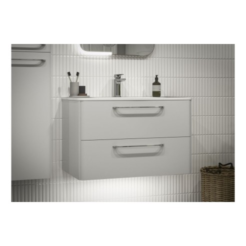 Guarda 610mm 2 Drawer Floor Unit & Basin - White Gloss | Van