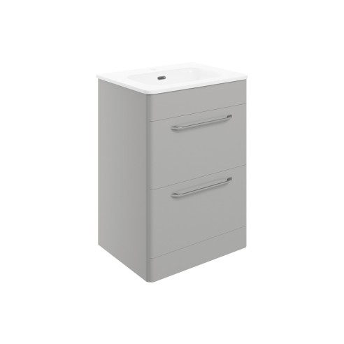 Guarda 610mm 2 Drawer Floor Unit & Basin - Grey Gloss | Vani