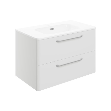 Guarda 810mm 2 Drawer Wall Unit & Basin - White Gloss | Vani