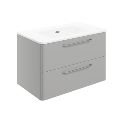 Guarda 810mm 2 Drawer Wall Unit & Basin - Grey Gloss | Vanit
