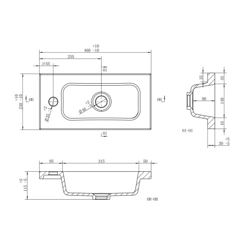 Slim 450mm 1TH Inset Basin | Basins | BathroomKing