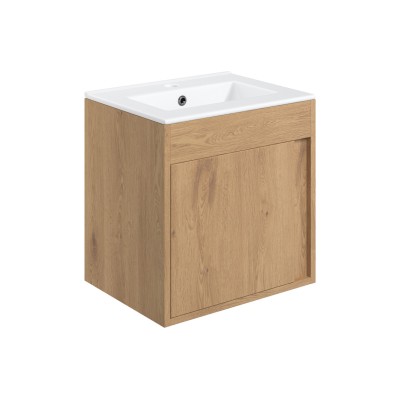 Evoro 510mm Wall Hung Unit Inc. Basin - Seville Oak | Vanity