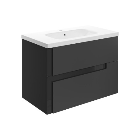 Coimbra 815mm Wall Hung 2 Drawer Basin Unit & 1TH White Basi