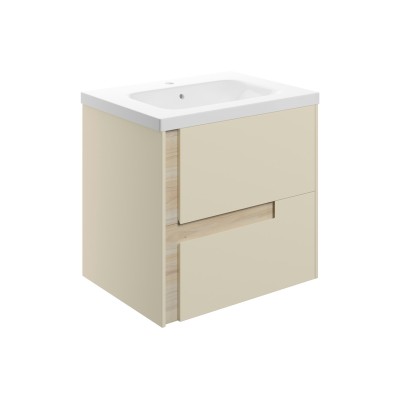 Coimbra 615mm Wall Hung 2 Drawer Basin Unit & 1TH White Basi