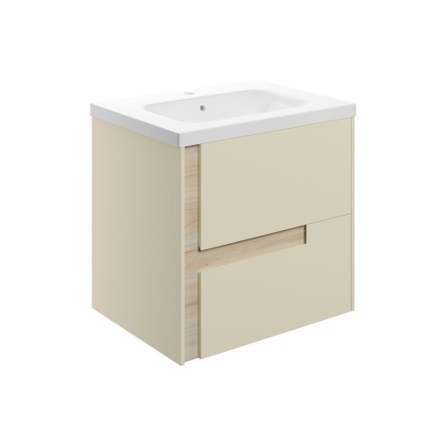 Coimbra 615mm Wall Hung 2 Drawer Basin Unit & 1TH White Basi