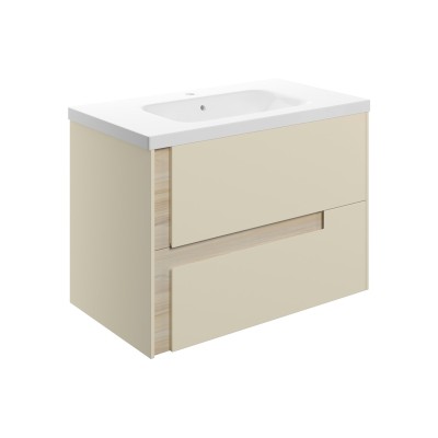 Coimbra 815mm Wall Hung 2 Drawer Basin Unit & 1TH White Basi