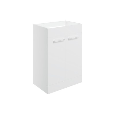 Valbom 590mm Floor Standing 2 Door Basin Unit (No Top) - Whi