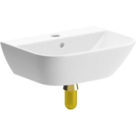 Carvina 450x320mm 1TH Cloakroom Basin & Brushed Brass Bottle