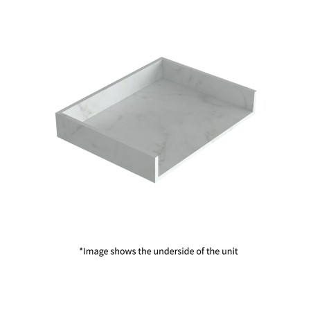 Nazare 600mm Wall Hung White Marble Basin Shelf & Black Bott