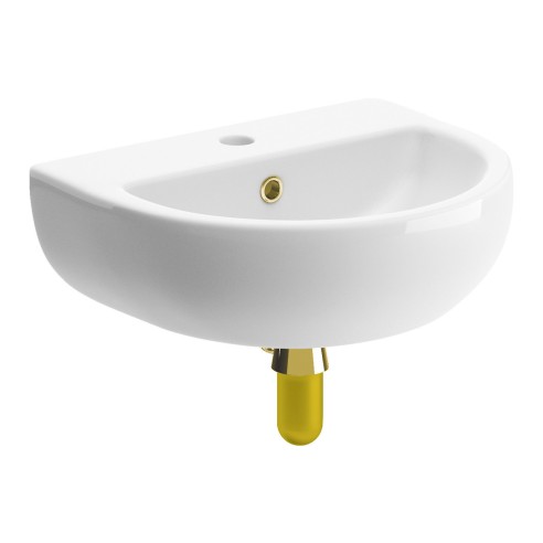 Terasso 450x400mm 1TH Cloakroom Basin & Brushed Brass Bottle