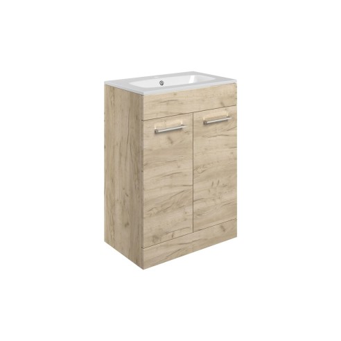 Valbom 610mm Floor Standing 2 Door Basin Unit & 1TH Thin Edg