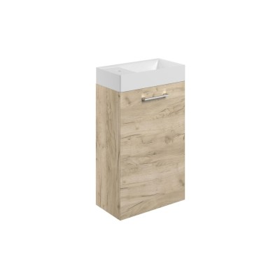 Valbom 410mm Wall Hung 1 Door Basin Unit & 1TH Basin - Oak |