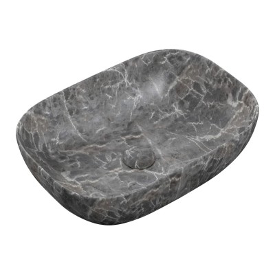Amon 460x330mm Ceramic Washbowl - Grey Marble Effect | Basin