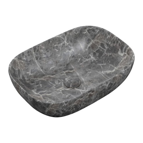 Amon 460x330mm Ceramic Washbowl - Grey Marble Effect | Basin