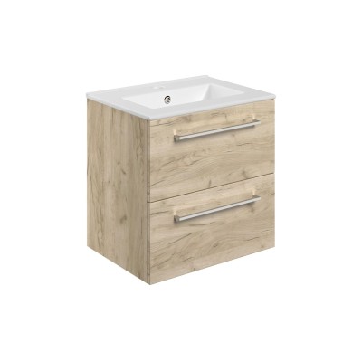 Valbom 510mm Wall Hung 2 Drawer Basin Unit & 1TH Thin Edge B