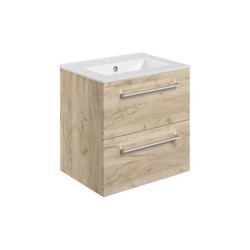 Valbom 510mm Wall Hung 2 Drawer Basin Unit & 1TH Thin Edge B