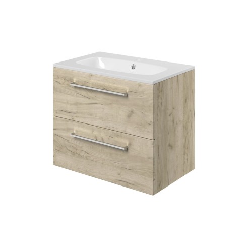 Valbom 610mm Wall Hung 2 Drawer Basin Unit & 1TH Thin Edge B