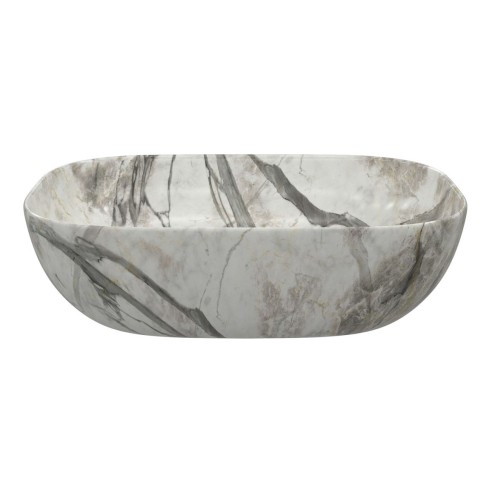 Amon 460x330mm Ceramic Washbowl - White Marble Effect | Basi