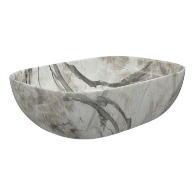 Amon 460x330mm Ceramic Washbowl - White Marble Effect | Basi 2