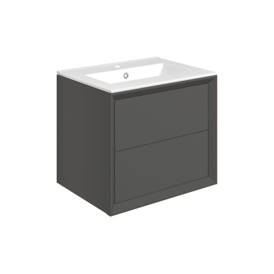 Porto 610mm Wall Hung 2 Drawer Basin Unit & 1TH Thin Edge Ba