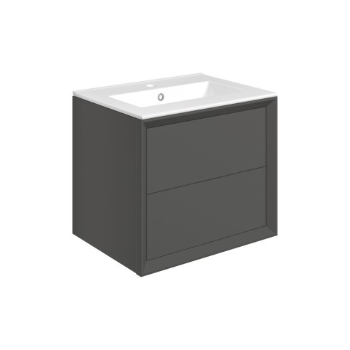 Porto 610mm Wall Hung 2 Drawer Basin Unit & 1TH Thin Edge Ba