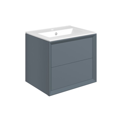 Porto 610mm Wall Hung 2 Drawer Basin Unit & 1TH Thin Edge Ba