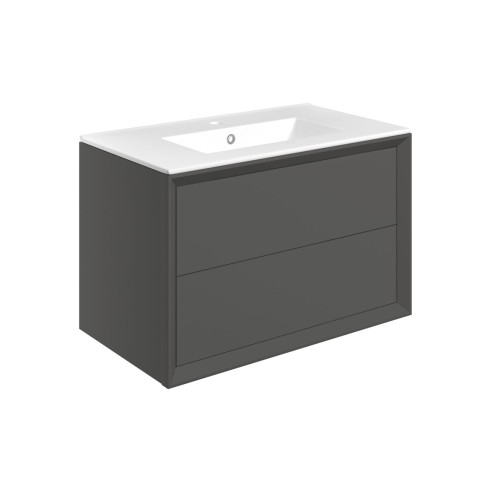 Porto 810mm Wall Hung 2 Drawer Basin Unit & 1TH Thin Edge Ba