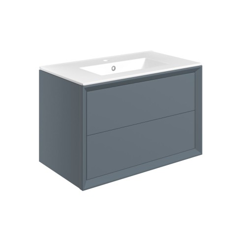 Porto 810mm Wall Hung 2 Drawer Basin Unit & 1TH Thin Edge Ba