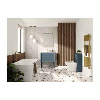 Porto 810mm Wall Hung 2 Drawer Basin Unit & 1TH Thin Edge Ba 2