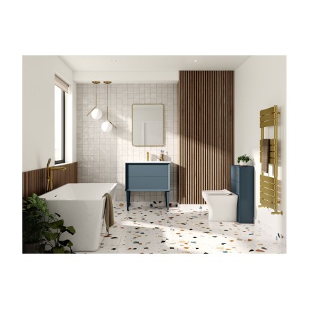 Porto 810mm Wall Hung 2 Drawer Basin Unit & 1TH Thin Edge Ba