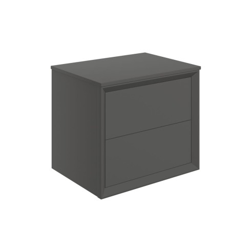 Porto 610mm Wall Hung 2 Drawer Basin Unit & Top - Matt Clay