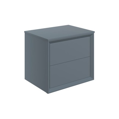 Porto 610mm Wall Hung 2 Drawer Basin Unit & Top - Matt Storm