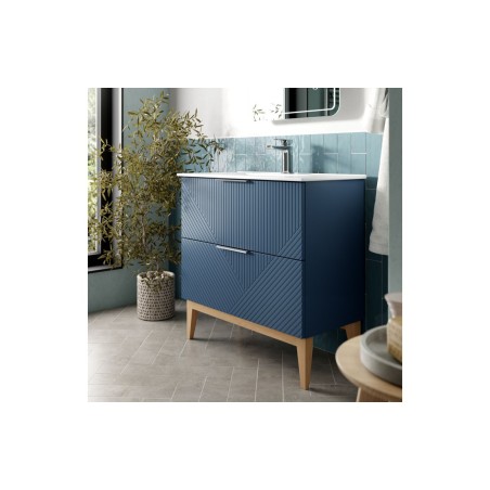 Lisbon 610mm Floor Standing 2 Drawer Basin Unit & Maple Oak