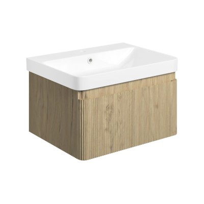Castello 605mm Wall Hung 1 Drawer Basin Unit & Basin - Textu