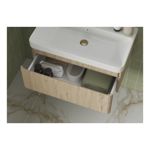 Castello 605mm Wall Hung 1 Drawer Basin Unit & Basin - Textu